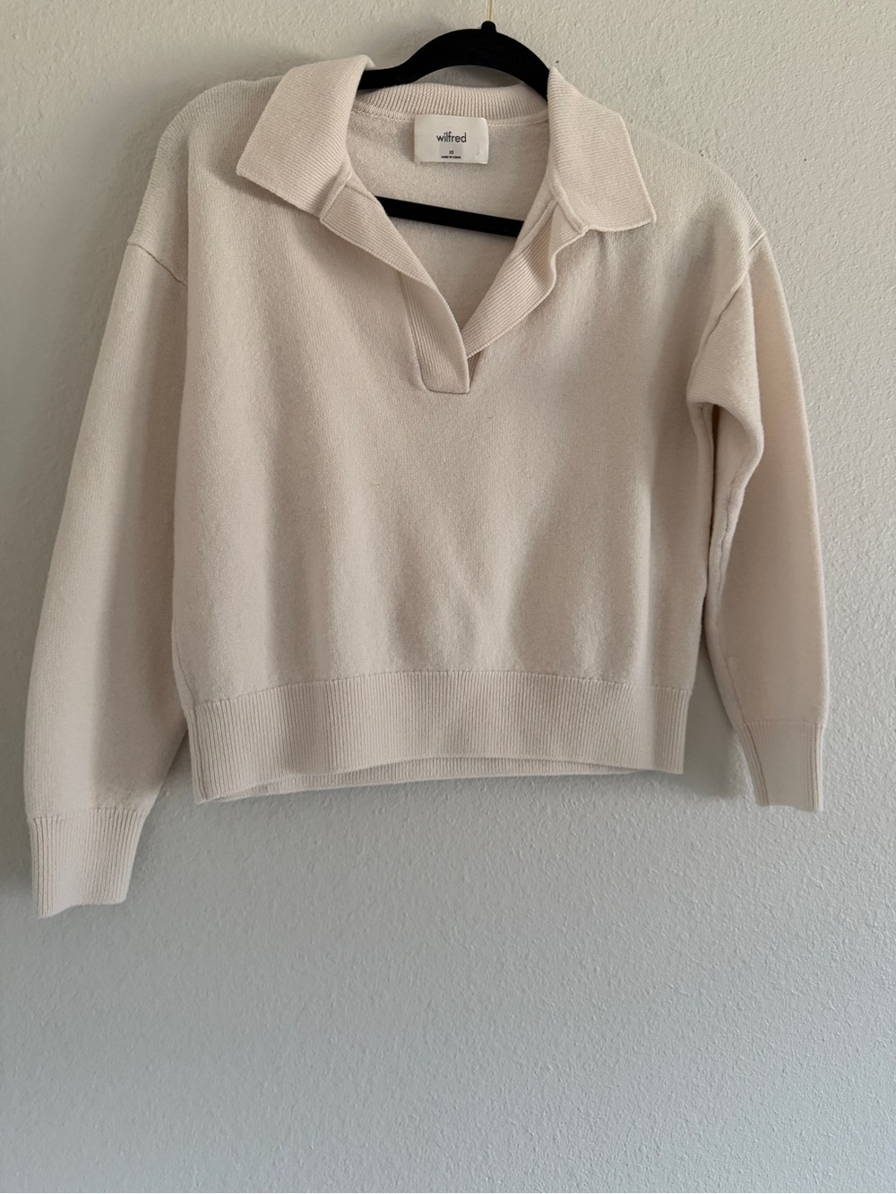 Wilfred Merino Wool Blend Pullover Sweater Collared Ivory